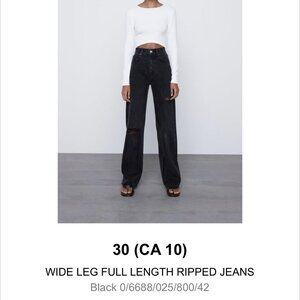 Zara Wide Length Full Length Ripped Jeans